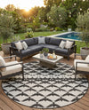Urban Terrace Collection Area Rug -  Gramercy Round Black and White  lifestyle 33