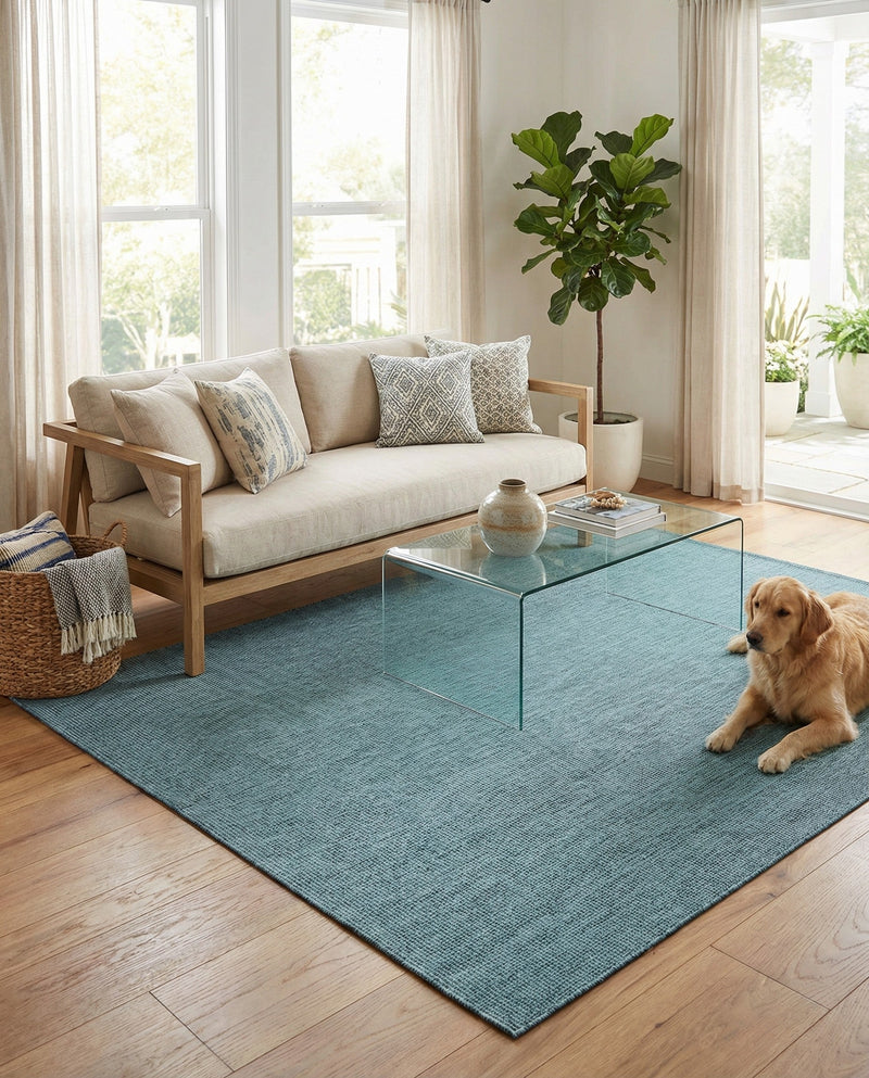Seaside Serenity Collection Area Rug - Veranda (Teal) Rectangle Teal  lifestyle 5