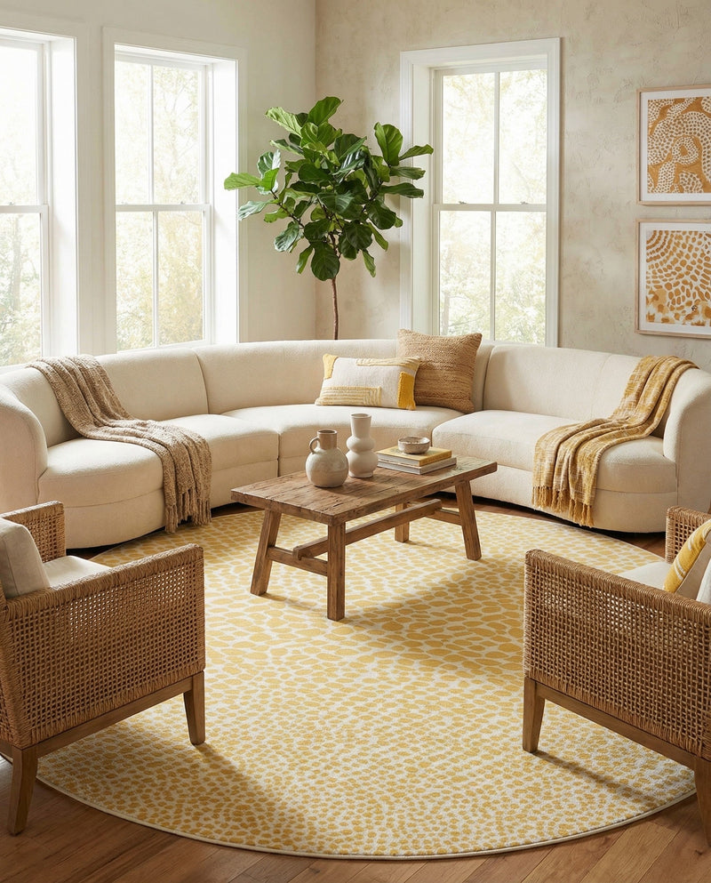 Urban Oasis Rugs Collection Area Rug -  Terrace (Yellow Ivory) Round Yellow Ivory  lifestyle 20