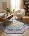 Heritage Elegance Collection Area Rug -  Taj Octagon Blue  lifestyle 56
