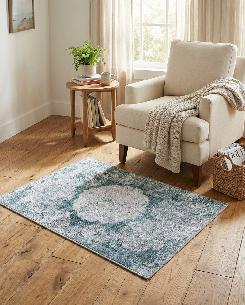 Laguna Sands Collection Area Rug - Catalina Rectangle Teal Ivory  lifestyle 39