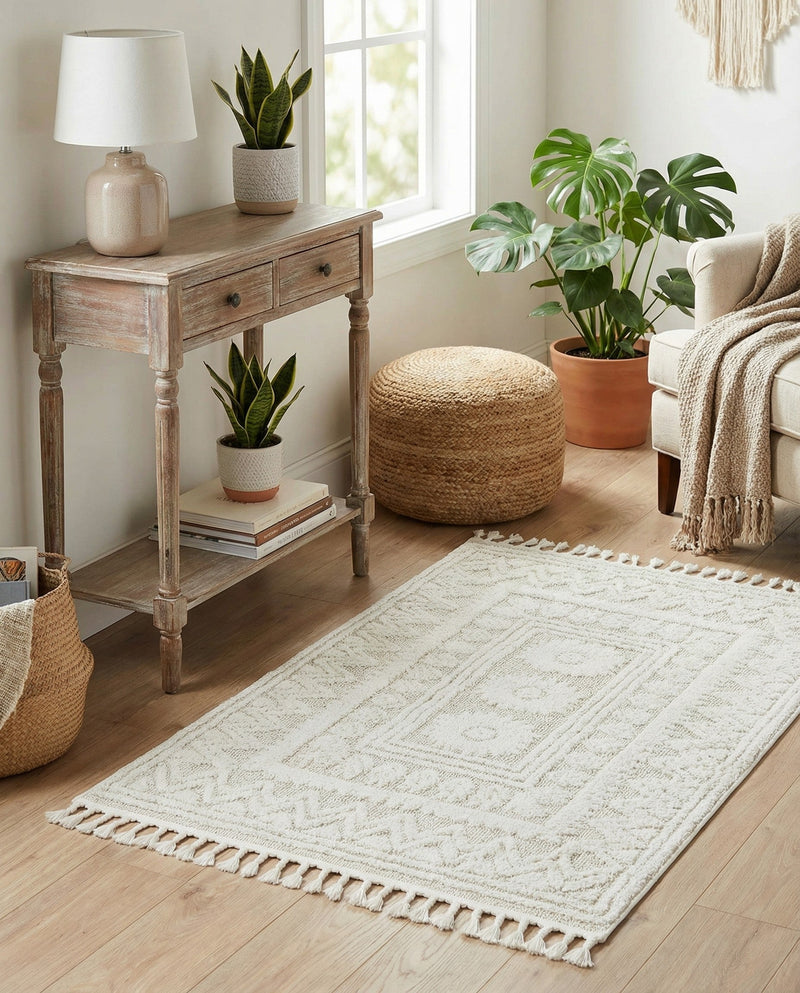 Sahara Chic Collection Area Rug -  Tangier Rectangle Ivory  lifestyle 35