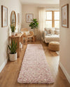 Berber Lattice Shag Collection Area Rug - Atlas (Light Pink) Runner Light Pink  lifestyle 24
