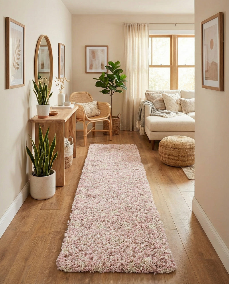 Berber Lattice Shag Collection Area Rug - Atlas (Light Pink) Runner Light Pink  lifestyle 24