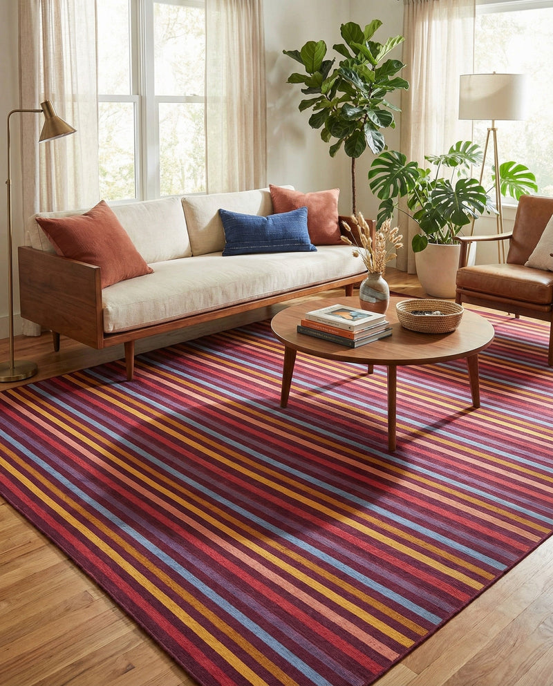 Seaside Stripes Collection Area Rug - Azul Rectangle Multi  lifestyle 27