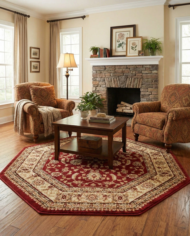 Jaipur Elegance Collection Area Rug -  Nahargarh (Red) Octagon Red  lifestyle 70