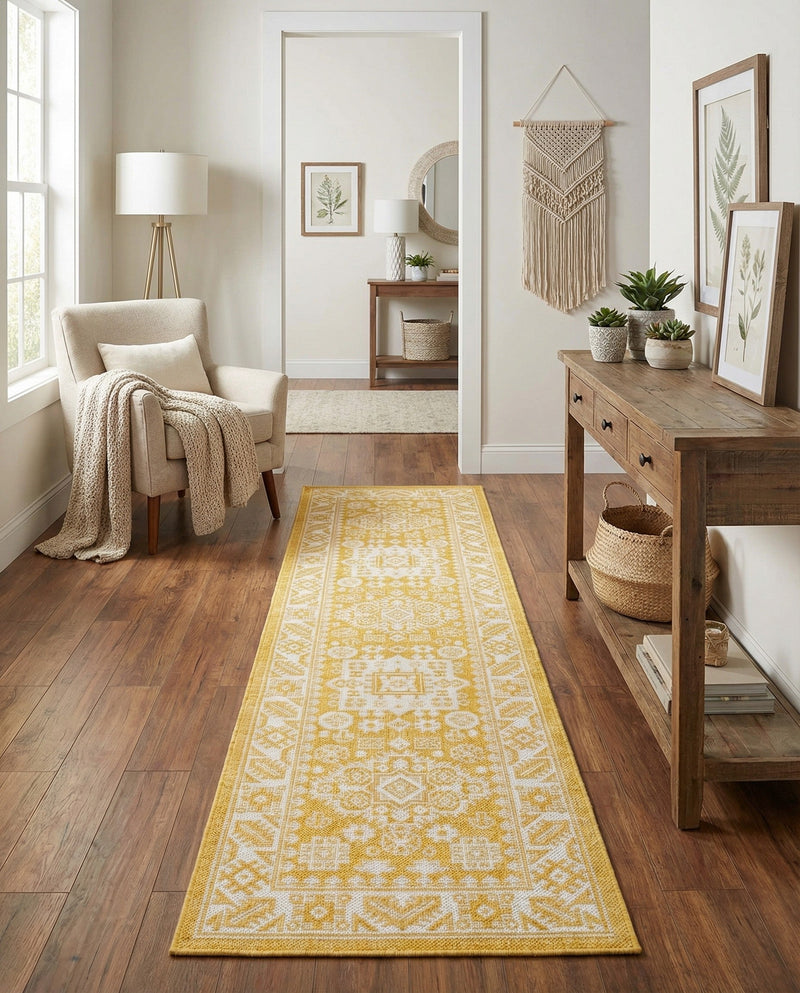 Tribal Terrace Treasures Collection Area Rug -  Incan Isle (Yellow) Runner Yellow  lifestyle 67