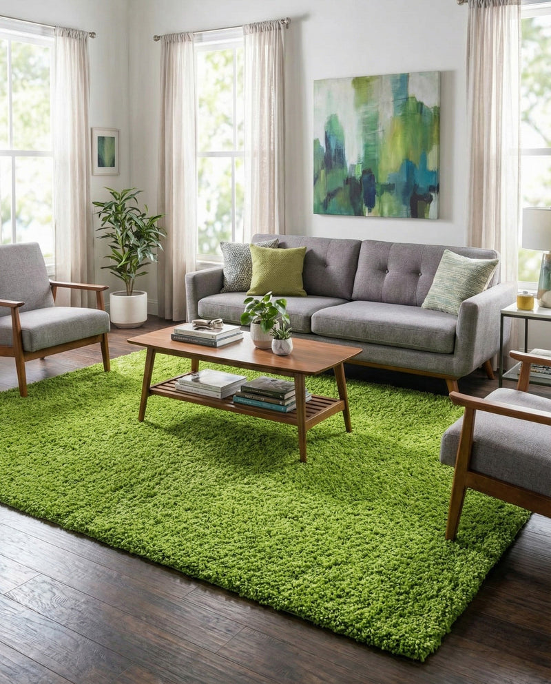 Plush Oasis Collection Area Rug - Serenity (Grass Green) Rectangle Grass Green  lifestyle 5