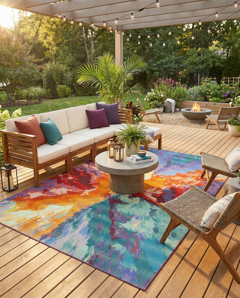 Urban Terrace Collection Area Rug -  Laneway Rectangle Multi  lifestyle 46