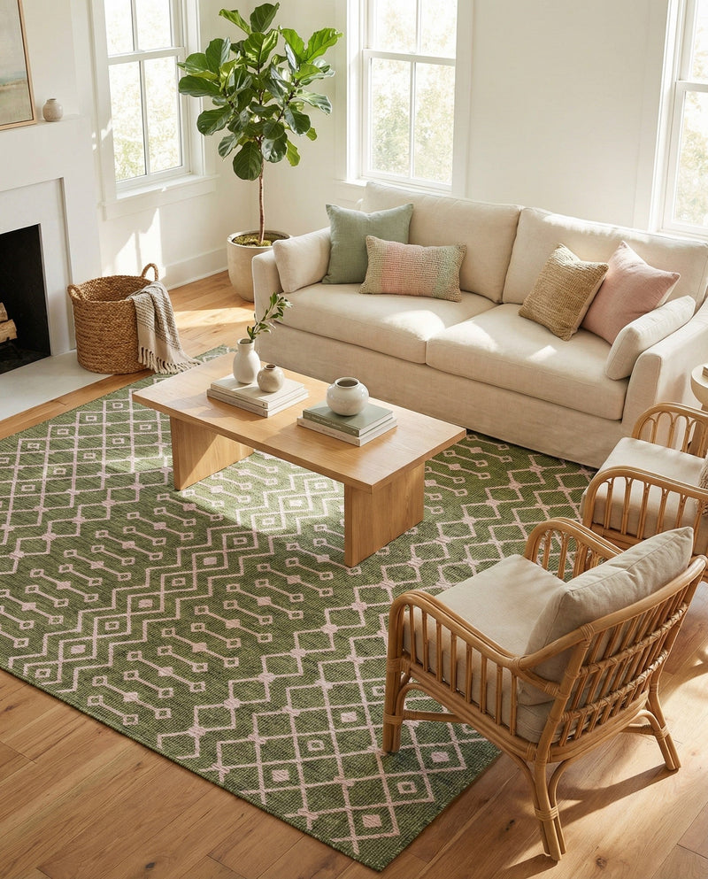 Savannah Pergola Collection Area Rug -  Pergola (Green) Rectangle Green  lifestyle 15