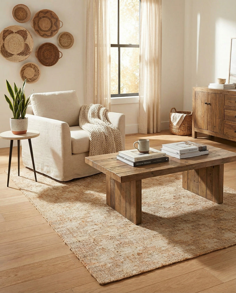 Benares Handwoven Jute Collection Area Rug -  Bodhi Rectangle Ivory and Beige  lifestyle 8