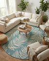 Seaside Blooms Collection Area Rug - Verdure (Light Aqua) Round Light Aqua  lifestyle 20