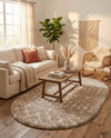 Berber Lattice Shag Collection Area Rug - Atlas (Light Brown) Oval Light Brown  lifestyle 22