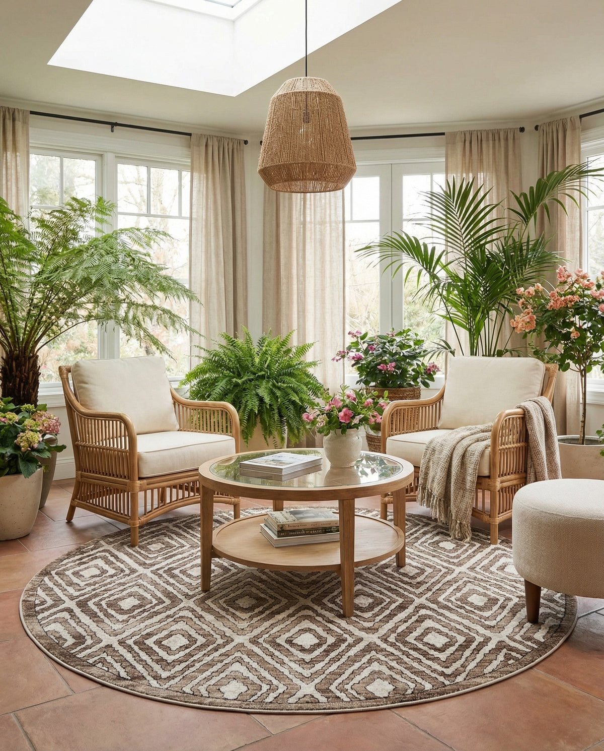 Sanctuary Retreat Collection Area Rug -  Oasis Round Chocolate Brown  lifestyle 65