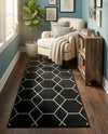 Trellis Mosaic Collection Area Rug - Arborville (Black) Runner Black  lifestyle 68