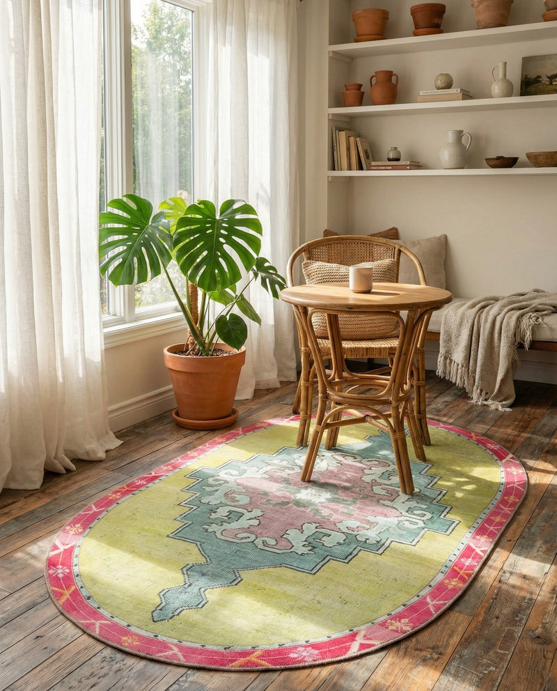 Heritage Elegance Collection Area Rug -  Winterthur (Green) Oval Green  lifestyle 60