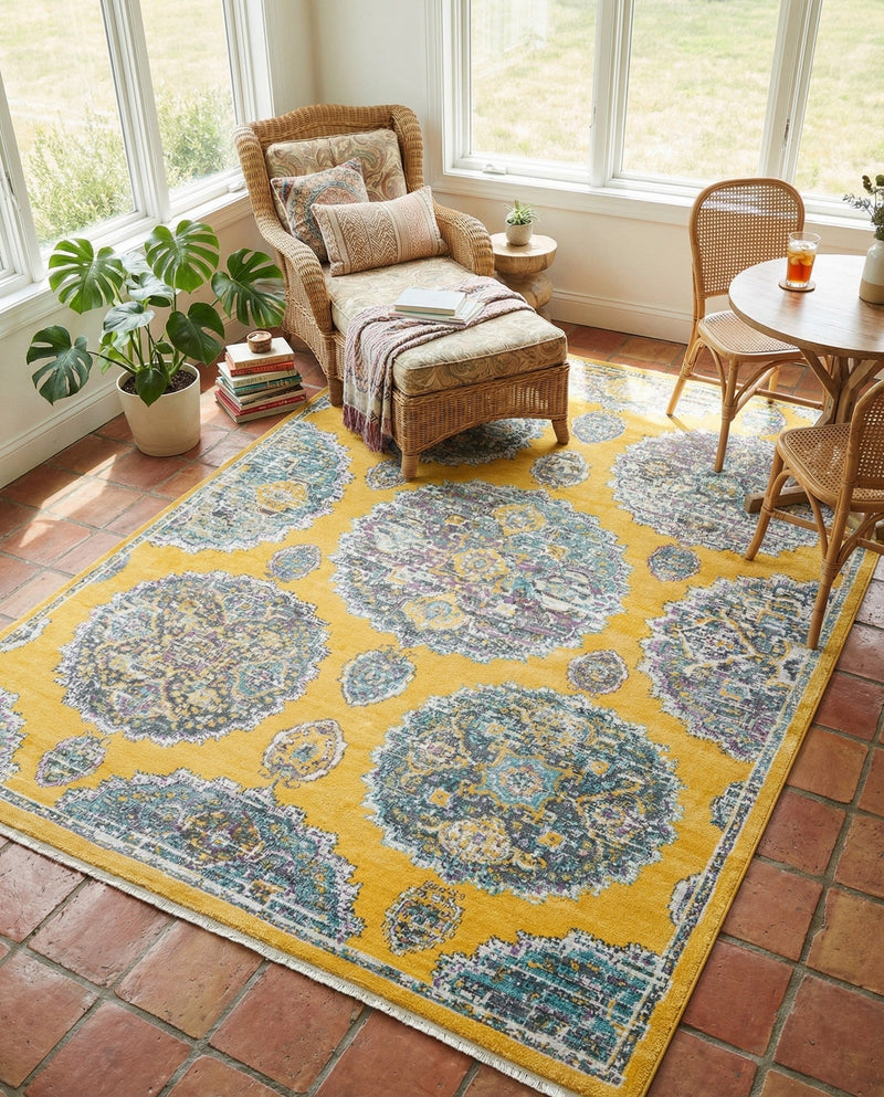 Arcadia Rugs Collection Area Rug -  Atlantis (Yellow) Rectangle Yellow  lifestyle 25
