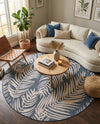Seaside Blooms Collection Area Rug - Verdure (Blue) Round Blue  lifestyle 55