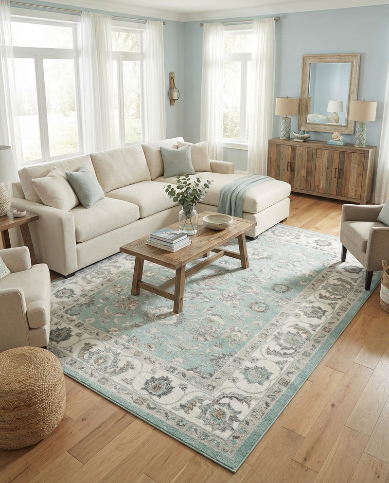 Adriana Terrace Collection Area Rug -  Positano (Aqua) Rectangle Aqua  lifestyle 6