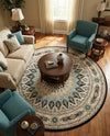 Persian Elegance Collection Area Rug -  Hamedan (Navy Blue) Round Navy Blue  lifestyle 73