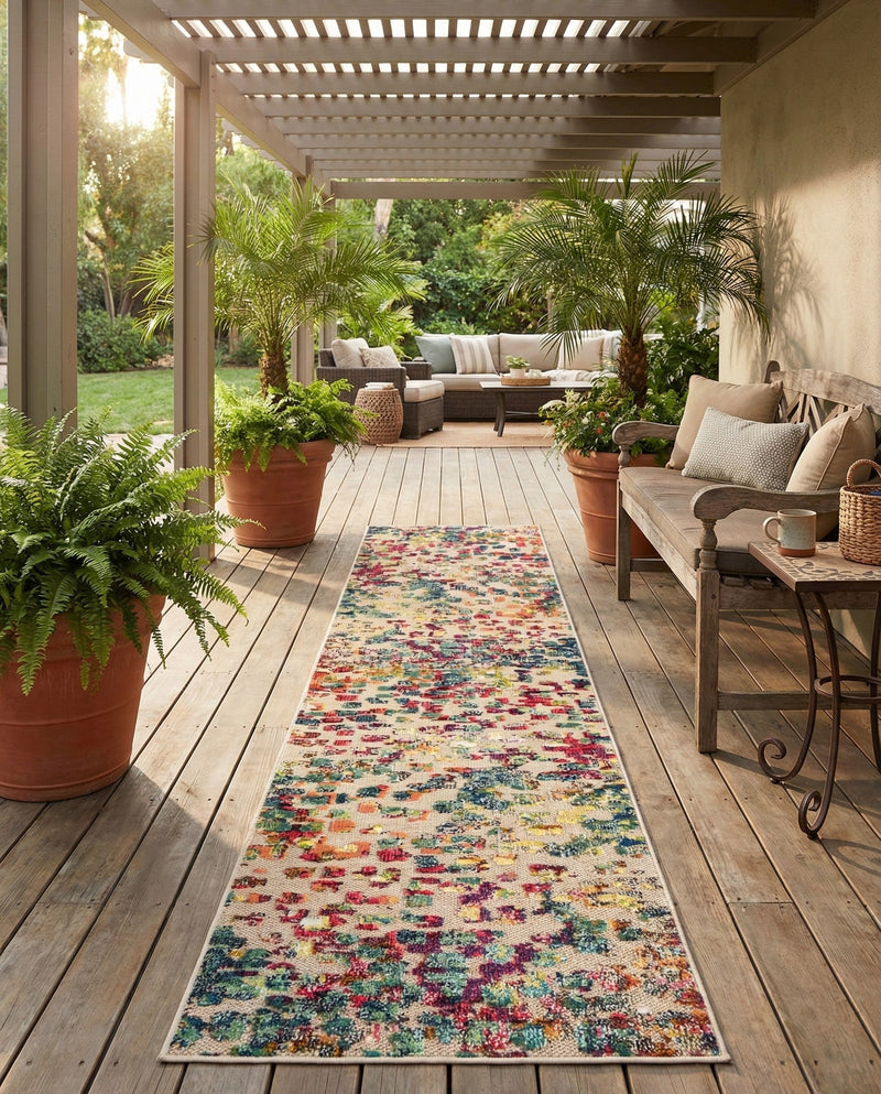 Outdoor Marrakesh Collection Area Rug -  Oujda Runner Multi  lifestyle 67
