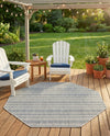 Seaside Stripes Collection Area Rug -  Boardwalk (Light Blue) Octagon Light Blue  lifestyle 78