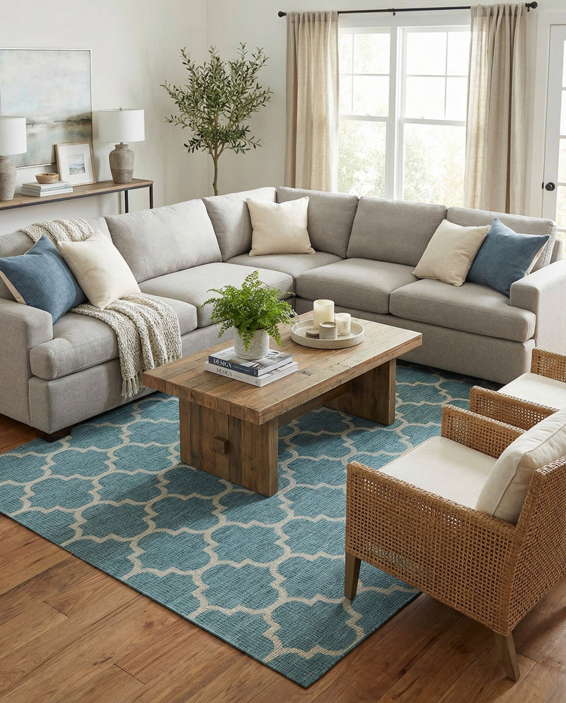 Savannah Pergola Collection Area Rug - Arbor (Teal) Rectangle Teal  lifestyle 17