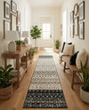 Mediterranean Lattice Collection Area Rug -  Casablanca (Black and White) Runner Black and White  lifestyle 54