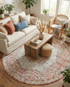 Coastal Haven Collection Area Rug - Seabreeze (Red) Round Red  lifestyle 61