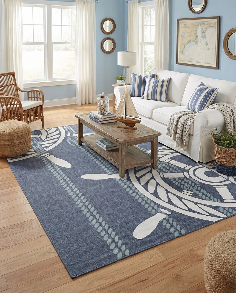 Seaside Haven Rugs Collection Area Rug - Harbor Rectangle Navy Blue  lifestyle 13