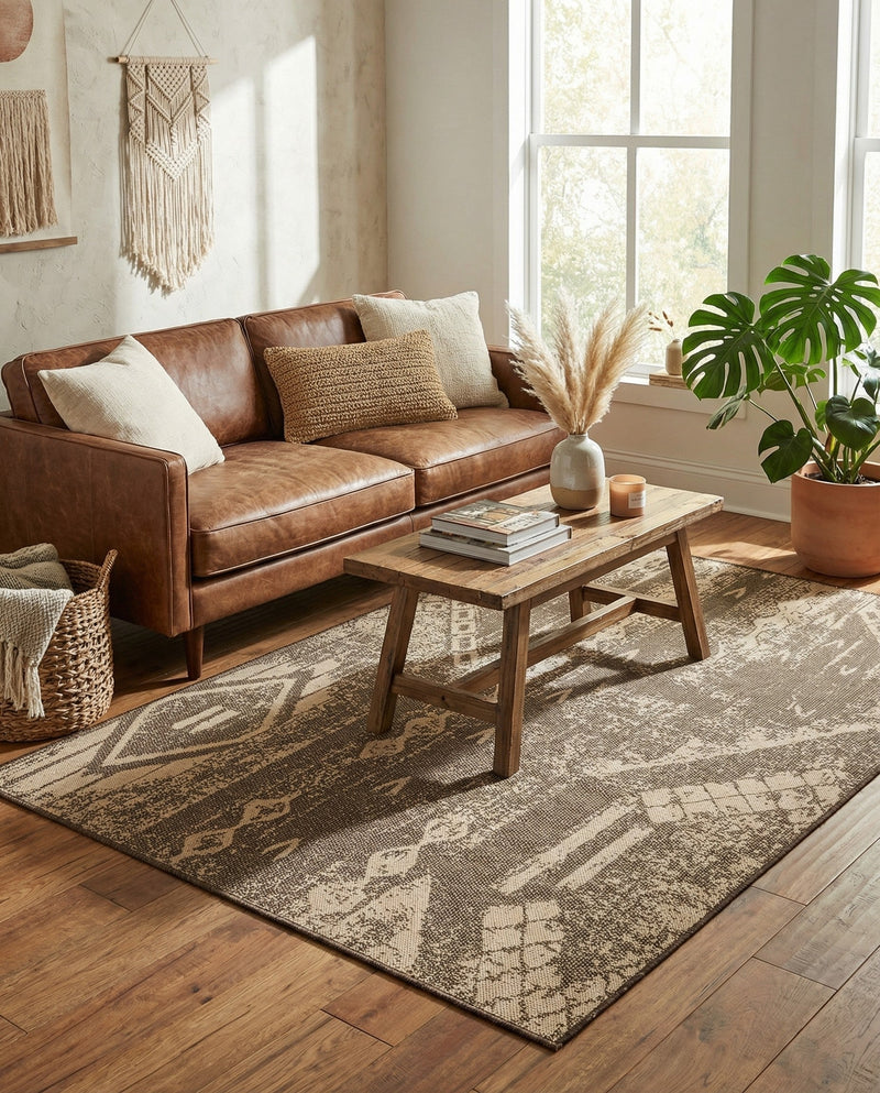 Sahara Sands Collection Area Rug -  Berenice Rectangle Natural and Brown  lifestyle 5