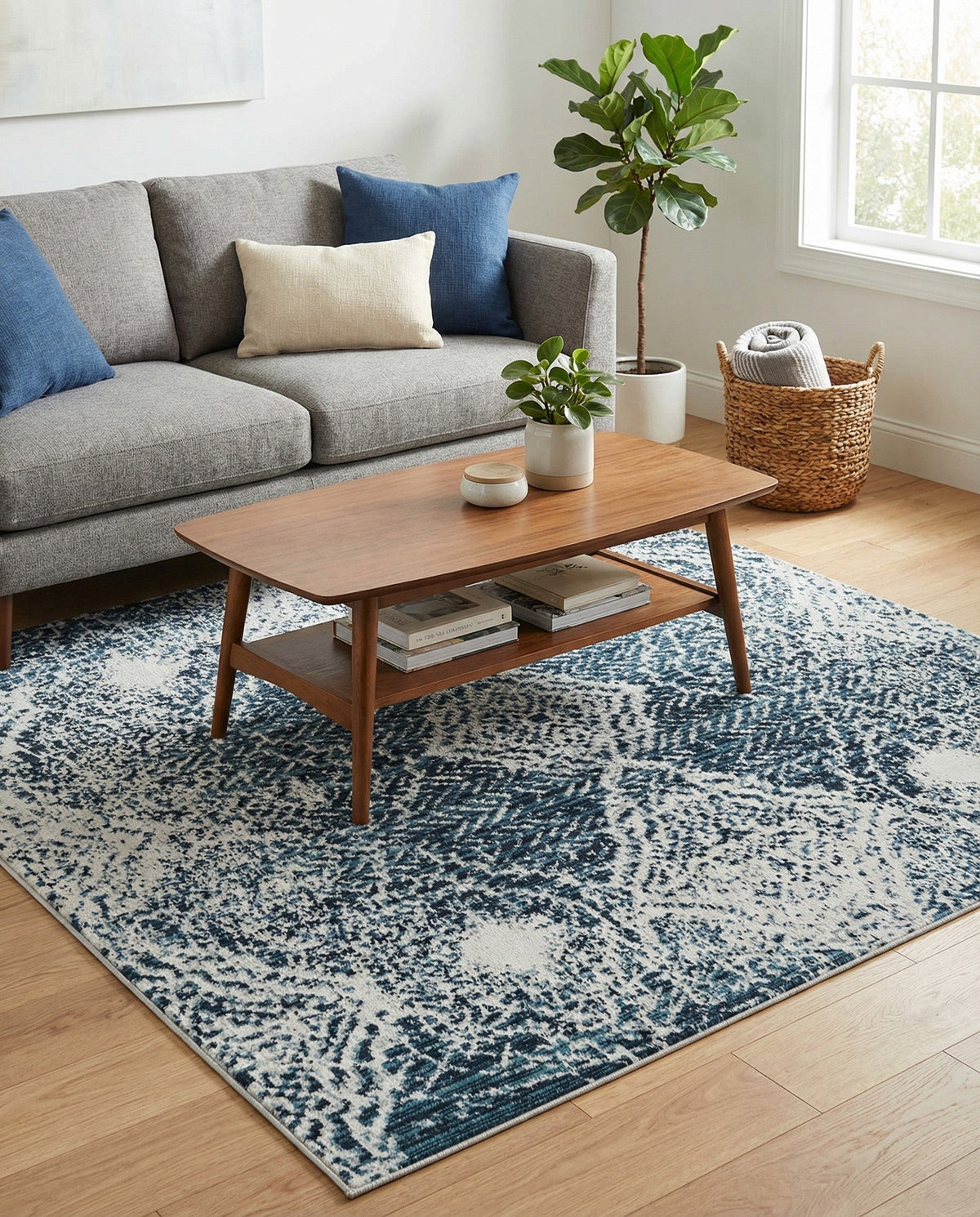 Aegean Elegance Washables Collection Area Rug -  Naxos Square Navy Blue  lifestyle 97
