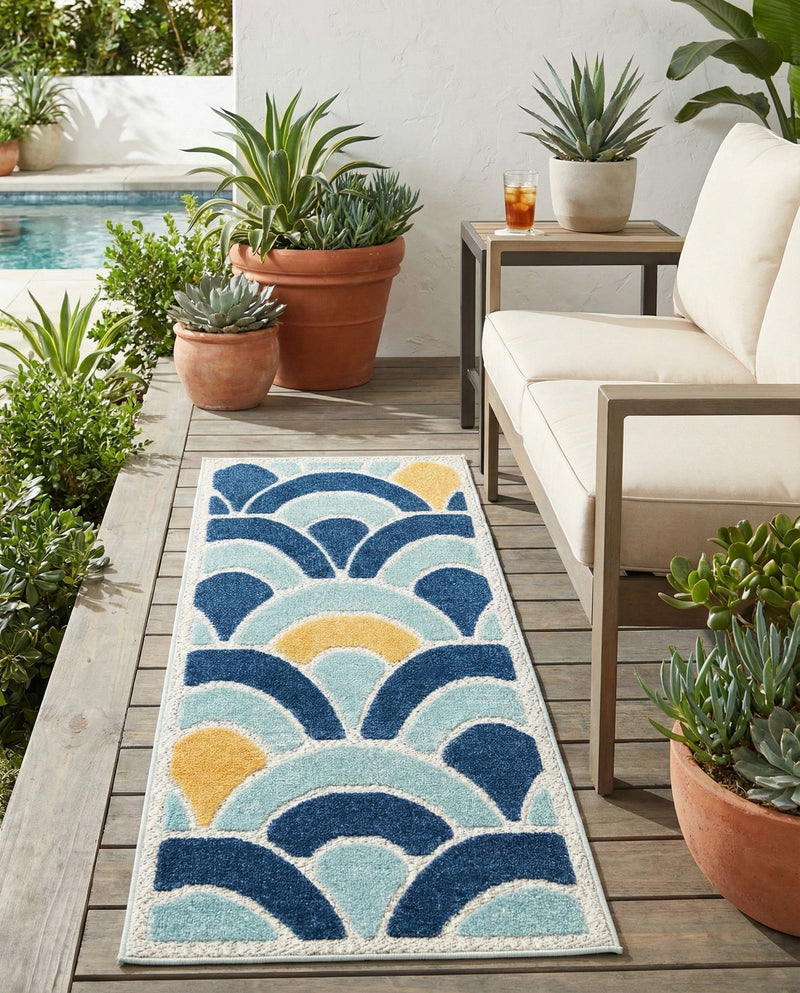 Caribbean Terrace Collection Area Rug -  Barbados Runner Blue  lifestyle 37