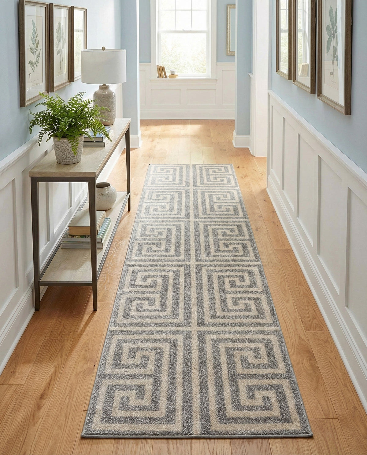 Aegean Labyrinth Collection Area Rug -  Mykonos Runner Gray  lifestyle 82