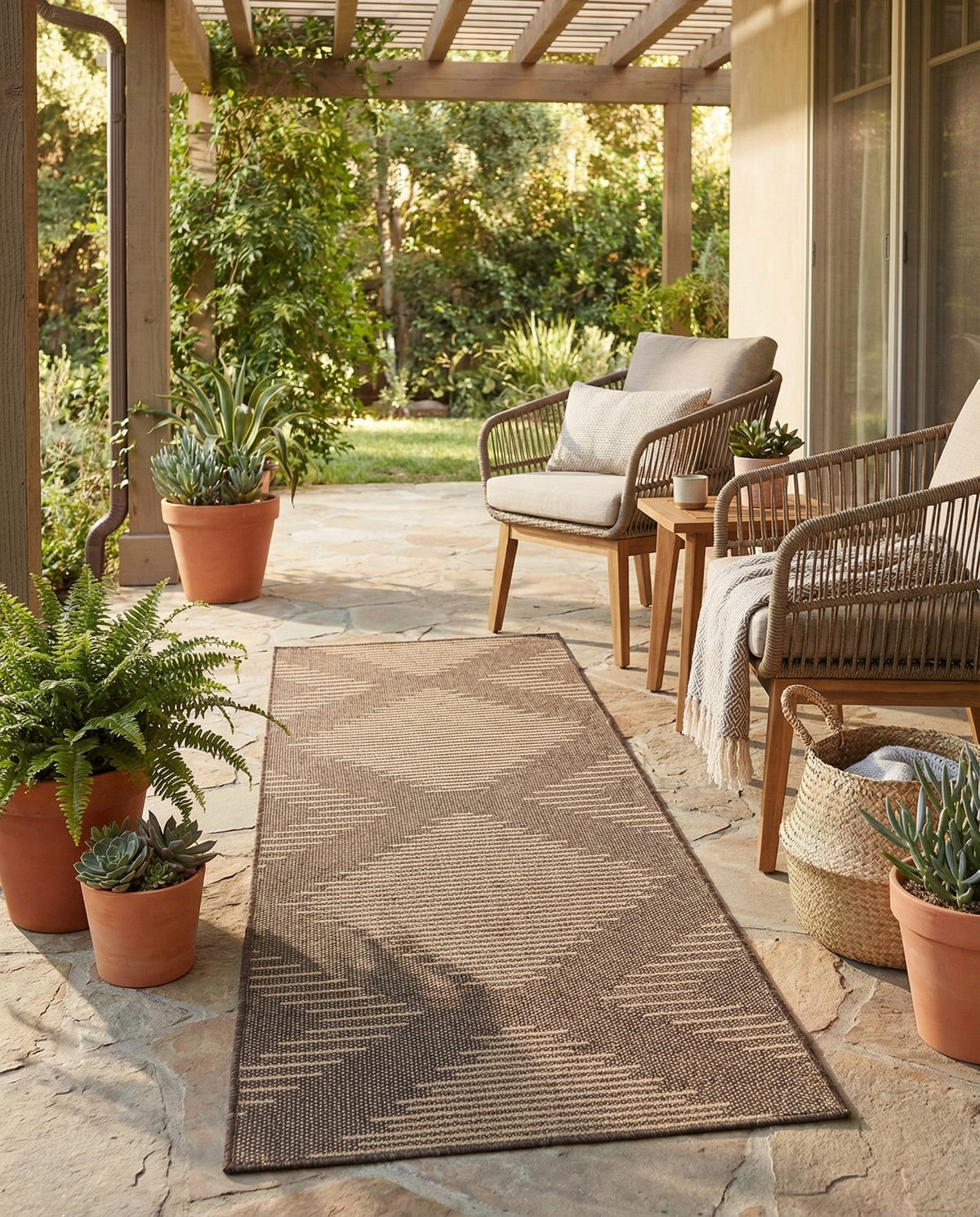 Sahara Sands Collection Area Rug -  Merimde Runner Brown  lifestyle 80