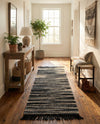 Savannah Jute Collection Area Rug - Nantucket Runner Navy Blue and Ivory  lifestyle 75