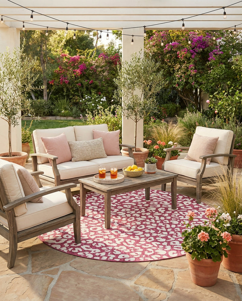 Savannah Escape Collection Area Rug -  Amazon (Magenta) Round Magenta  lifestyle 15