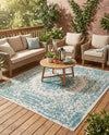 Patio Heritage Collection Area Rug -  Lafayette (Aqua) Square Aqua  lifestyle 70