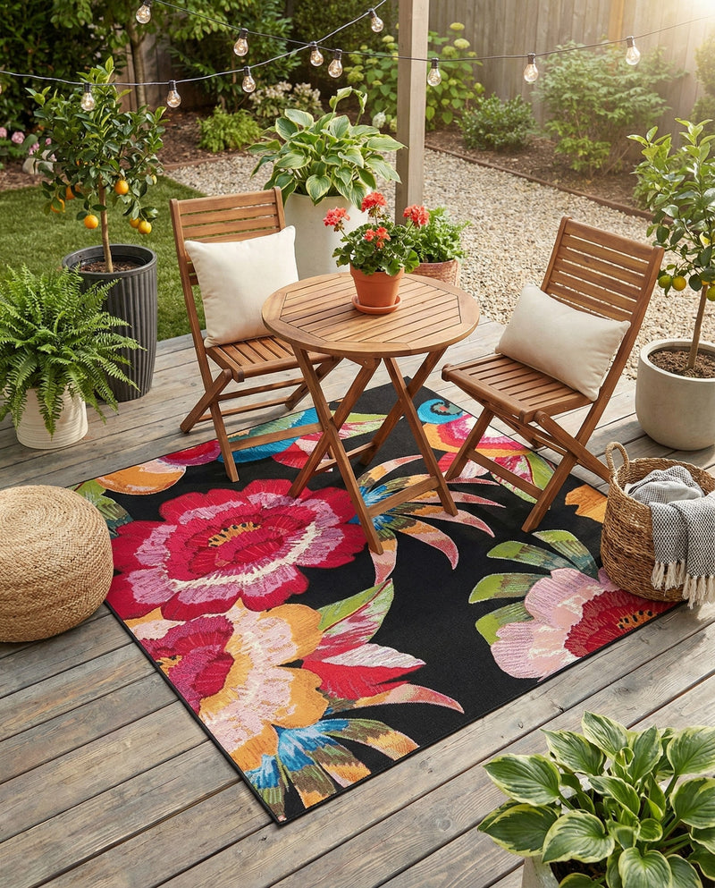 Seaside Blooms Collection Area Rug -  Versailles Square Multi  lifestyle 40