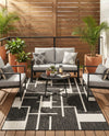 Urban Terrace Collection Area Rug -  Parkside Rectangle Black and White  lifestyle 13