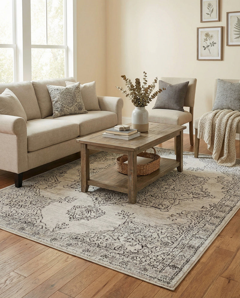 Mykonos Manor Collection Area Rug -  Tinos (Ivory) Rectangle Ivory  lifestyle 11