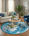 Urban Terrace Collection Area Rug -  Pergola Round Blue  lifestyle 60