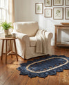 Woven Seaside Jute Collection Area Rug - Coastalhaven (Navy Blue and White) Oval Navy Blue and White  lifestyle 10