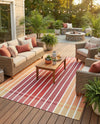 Seaside Stripes Collection Area Rug -  Coral Rectangle Peach and Salmon  lifestyle 22