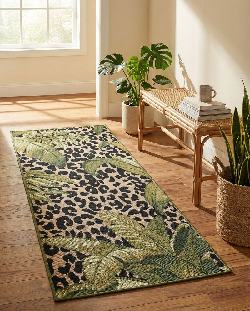 Seaside Blooms Collection Area Rug -  Lotus Runner Green  lifestyle 45