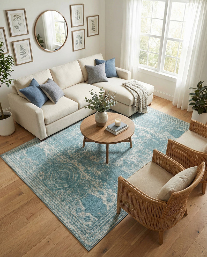 Dover Terrace Collection Area Rug -  Lagoon (Aqua) Rectangle Aqua  lifestyle 8