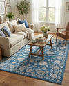 Charleston Elegance Collection Area Rug -  Seaport (Blue) Rectangle Blue  lifestyle 19
