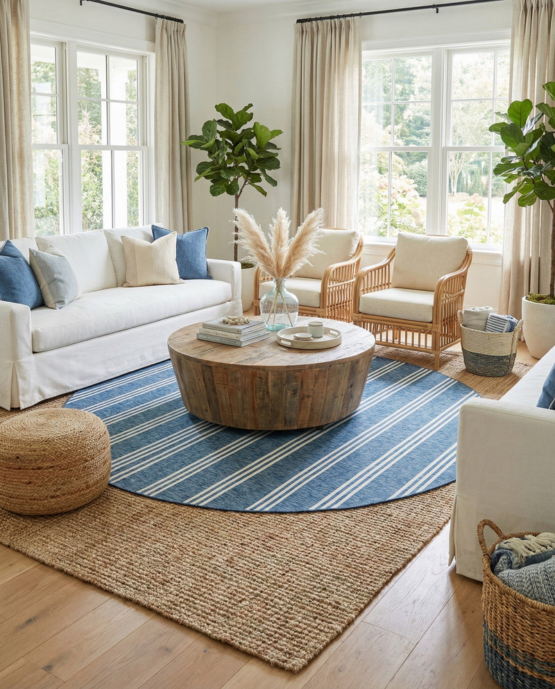 Urban Oasis Rugs Collection Area Rug -  District (Blue) Round Blue  lifestyle 23