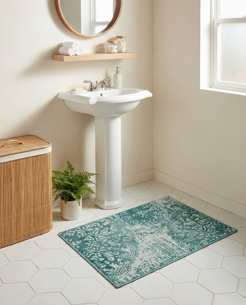 Riviera Elegance Collection Area Rug -  Monaco (Turquoise) Rectangle Turquoise  lifestyle 14