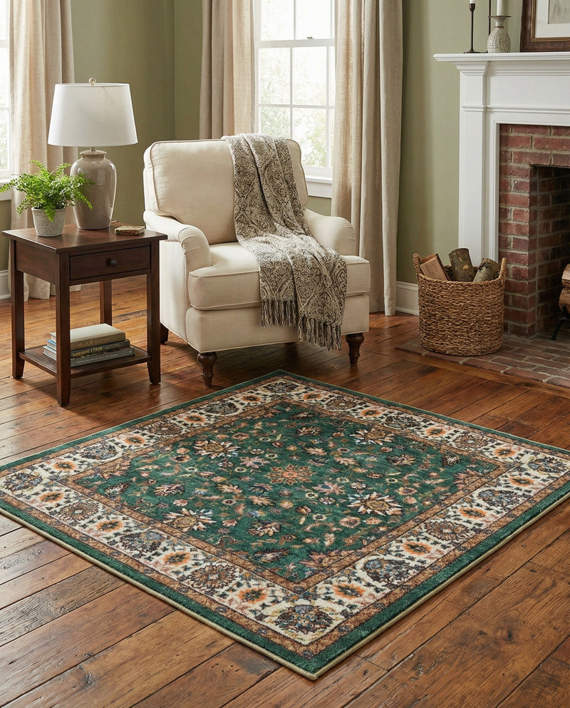 Casablanca Tapestry Collection Area Rug -  Marrakech (Emerald Green) Square Emerald Green  lifestyle 26